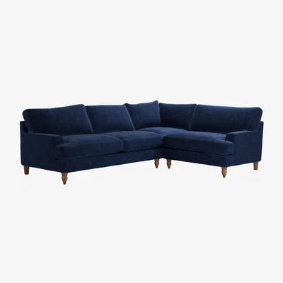 Sofa.com Isla Asym. Crn: LHF 2.5 Seat w RHF Loveseat in Port Royal Aquaclean Clever Chenille