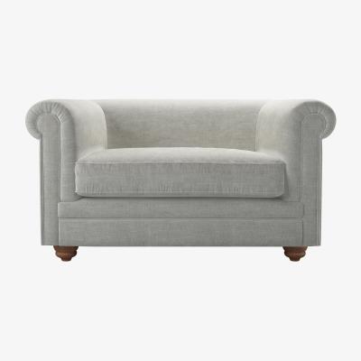 Sofa.com Patrick Unbuttoned Loveseat in Fog Aquaclean Clever Chenille