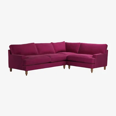 Sofa.com Isla Asym. Crn: LHF 2.5 Seat w RHF Loveseat in Persian Rose Smart Velvet
