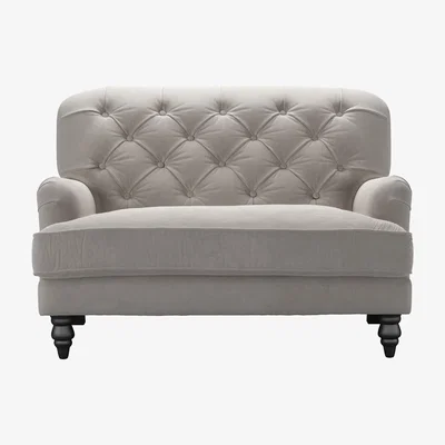 Sofa.com Snowdrop Button Back Loveseat in Nimbus Aquaclean Clever Velvet