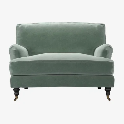 Sofa.com Nearly New Bluebell Loveseat in Sage Smart Velvet - sofa.com