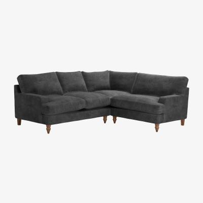 Sofa.com Isla Asym. Crn: LHF 2 Seat w RHF Loveseat in Raven Speckled Chenille