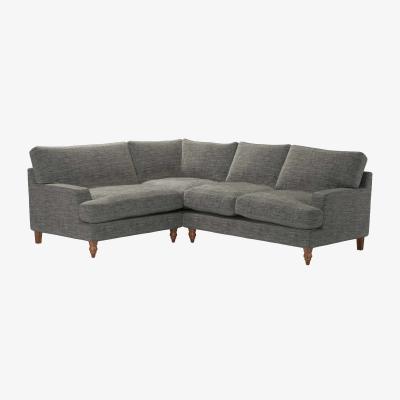 Sofa.com Isla Asym. Crn: LHF Loveseat w RHF 2 Seat in Liquorice Baylee Multi-Tone Viscose Linen