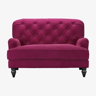 Sofa.com Snowdrop Button Back Loveseat in Persian Rose Smart Velvet