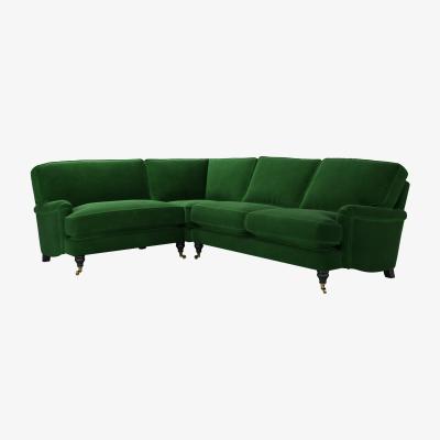 Sofa.com Bluebell Asym. Crn: LHF Loveseat w RHF 2.5 Seat in Putting Green Aquaclean Clever Velvet