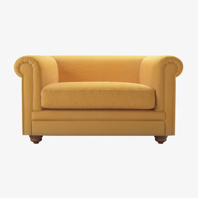 Sofa.com Patrick Unbuttoned Loveseat in Ochre Easy Cotton - sofa.com
