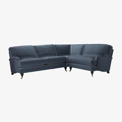 Sofa.com Bluebell Asym. Crn: LHF 2.5 Seat w RHF Loveseat in Skyfall Cotton Matt Velvet