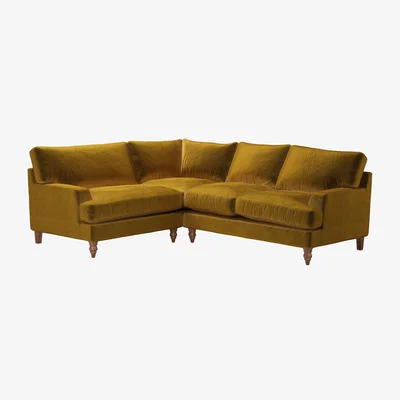 Sofa.com Isla Asym. Crn: LHF Loveseat w RHF 2 Seat in Nefertiti Gold Cotton Matt Velvet - sofa.com