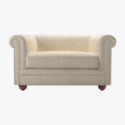 Sofa.com Patrick Unbuttoned Loveseat in Chantilly Aquaclean Clever Chenille