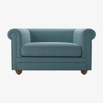 Sofa.com Patrick Unbuttoned Loveseat in Tide Organic Smart Cotton