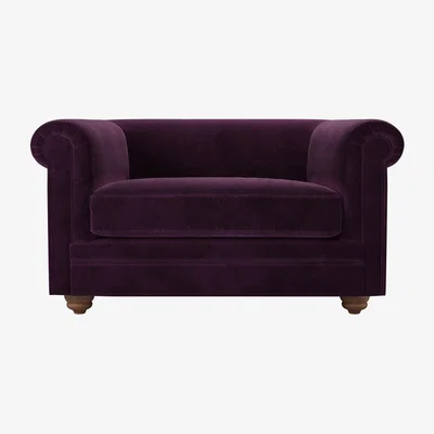 Sofa.com Patrick Unbuttoned Loveseat in Damson Smart Velvet
