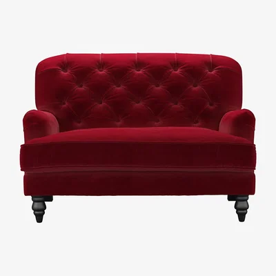 Sofa.com Snowdrop Button Back Loveseat in Malbec Cotton Matt Velvet