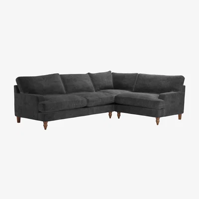 Sofa.com Isla Asym. Crn: LHF 2.5 Seat w RHF Loveseat in Raven Speckled Chenille