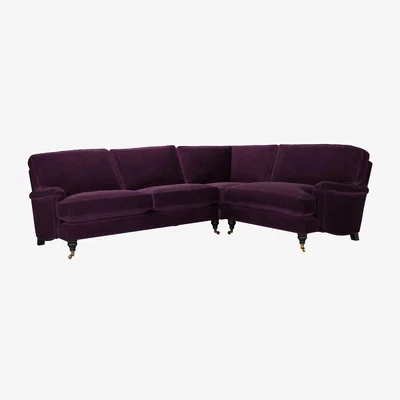 Sofa.com Bluebell Asym. Crn: LHF 2.5 Seat w RHF Loveseat in Damson Smart Velvet