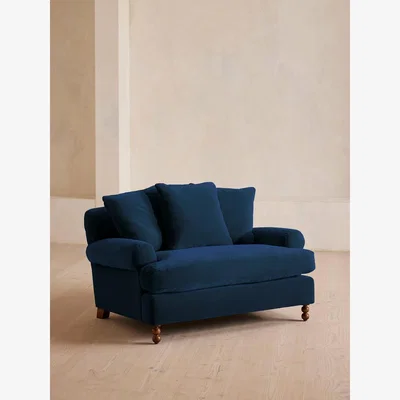 Soho Home Audrey Loveseat, Velvet, Royal Blue