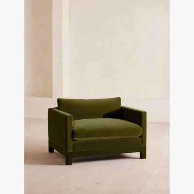 Soho Home Ashford Loveseat, Velvet, Olive