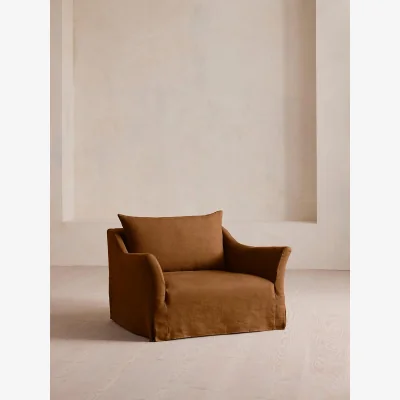 Soho Home Roma Loveseat, Linen, Terracotta, UK