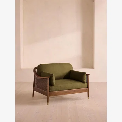 Soho Home Atlanta Loveseat, Linen, Olive