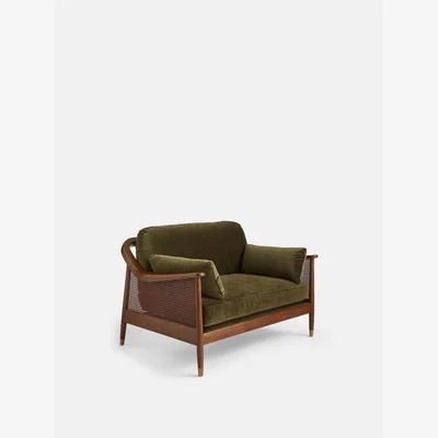 Soho Home Atlanta Loveseat, Velvet, Olive