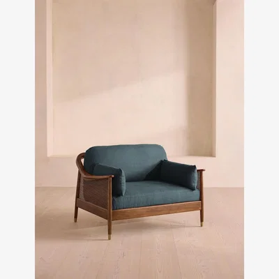 Soho Home Atlanta Loveseat, Linen, Prussian Blue