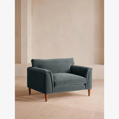 Soho Home Reya Loveseat, Velvet, Grey Blue