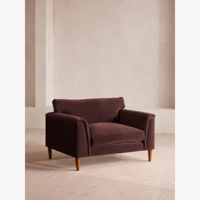 Soho Home Reya Loveseat, Velvet, Aubergine, UK