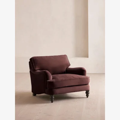 Soho Home Arundel Loveseat, Velvet, Aubergine