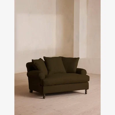 Soho Home Audrey Loveseat, Linen, Olive