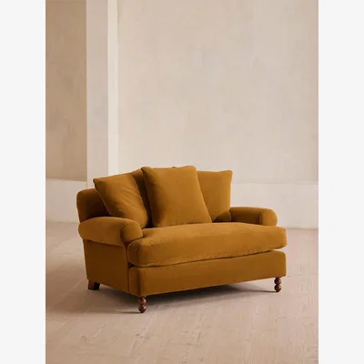 Soho Home Audrey Loveseat, Velvet, Mustard