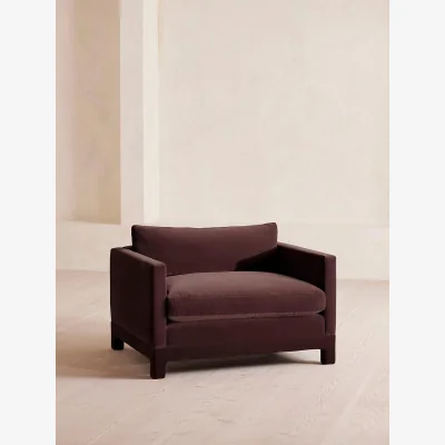 Soho Home Ashford Loveseat Sofa, Velvet, Aubergine, UK