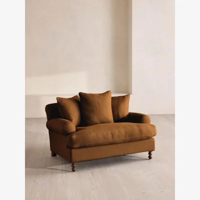 Soho Home Audrey Loveseat, Linen, Terracotta, UK