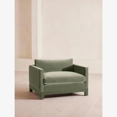 Soho Home Ashford Loveseat, Velvet, Seafoam, UK