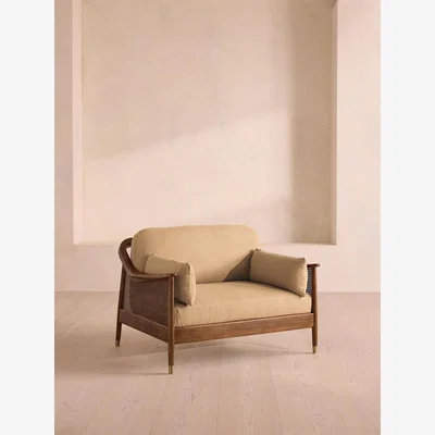 Soho Home Atlanta Loveseat, Linen, Wheat