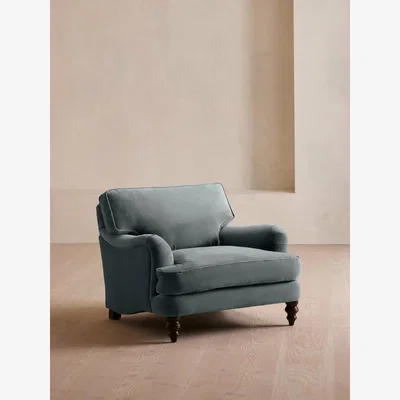 Soho Home Arundel Loveseat, Velvet, Grey Blue
