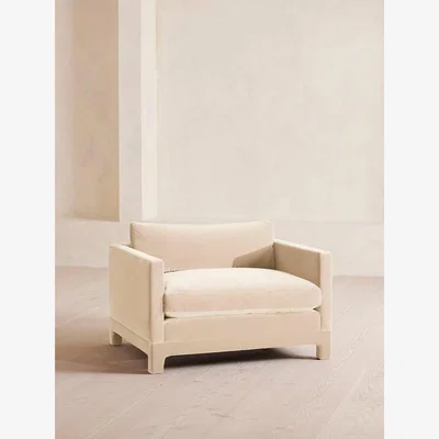 Soho Home Ashford Loveseat, Velvet, Porcelain