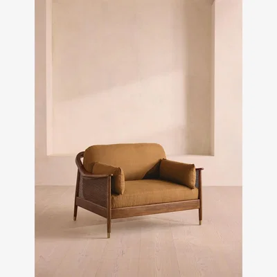 Soho Home Atlanta Loveseat, Linen, Ochre