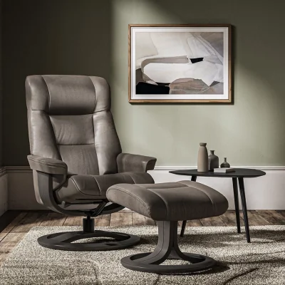 Arighi Bianchi Martha Reclining Chair and Footstool, Large / Brown