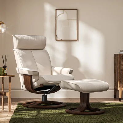 Arighi Bianchi Pheobe Reclining Chair and Footstool, Small / White