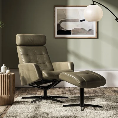 Arighi Bianchi Gabriel Reclining Chair and Footstool, Small / Light Brown