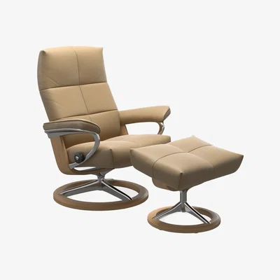 Barker and Stonehouse Stressless David Medium Signature Recliner Chair & Footstool Leather | Barker & Stonehouse