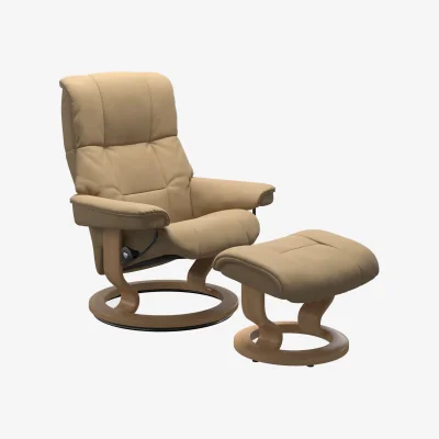 Barker and Stonehouse Stressless Mayfair Small Classic Recliner Chair & Footstool Leather | Barker & Stonehouse