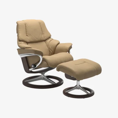 Barker and Stonehouse Stressless Reno Medium Signature Recliner Chair & Footstool Leather | Barker & Stonehouse
