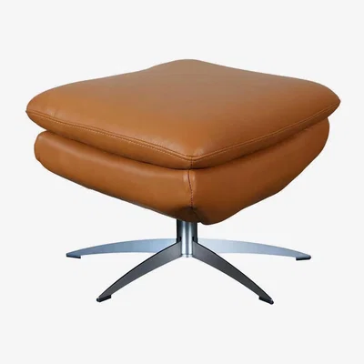 Barker and Stonehouse Mills Ottoman, Brown Leather | Barker & Stonehouse