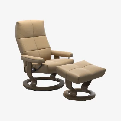 Barker and Stonehouse Stressless David Small Classic Recliner Chair & Footstool Leather | Barker & Stonehouse