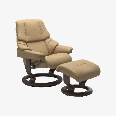 Barker and Stonehouse Stressless Reno Medium Classic Recliner Chair & Footstool Leather | Barker & Stonehouse