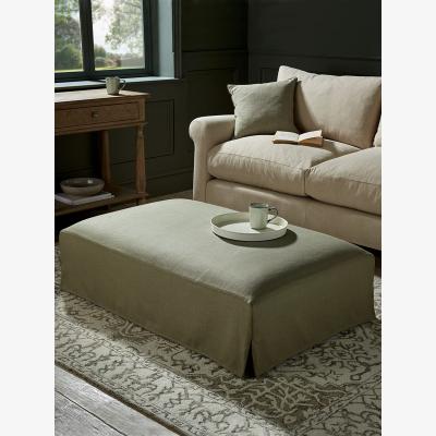 Cox and Cox Loose Cover Coffee Table Ottoman â€“ Oat Cotton Linen
