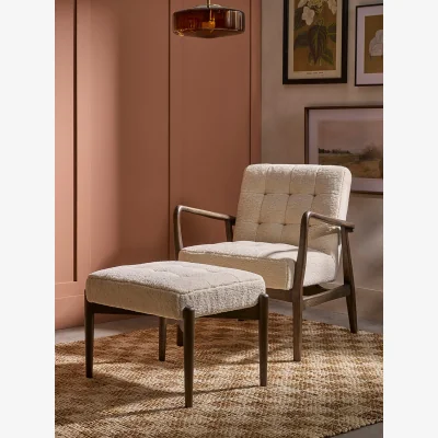Cox and Cox Mid Century Teddy Footstool - Natural