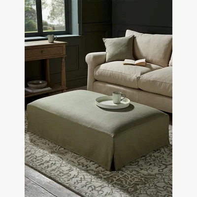 Cox and Cox Loose Cover Coffee Table Ottoman â€“ Vintage Grey Herringbone
