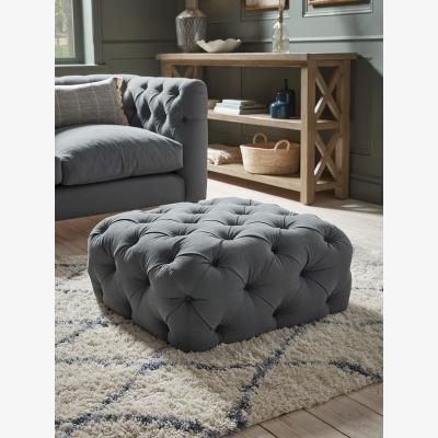 Cox and Cox Sarnia Ottoman – Tobacco Opulent Cotton Velvet