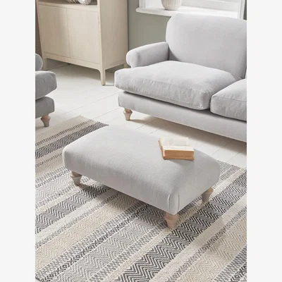 Cox and Cox Kiruna Ottoman – Fog Opulent Cotton Velvet